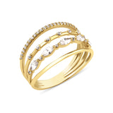 yellow gold multi band ring on white background