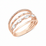 rose gold multi band ring on white background