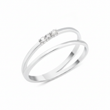 white gold twin band ring on white background