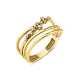 yellow gold fluid trail ring on white background