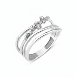 white gold fluid trail ring on white background
