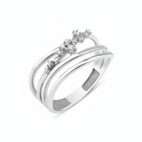 white gold fluid trail ring on white background