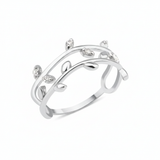 white gold vine leaf ring on white background