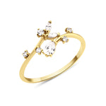 yellow gold dew stem ring on white background