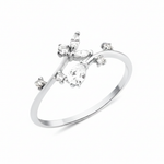 white gold dew stem ring on white background
