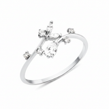 white gold dew stem ring on white background
