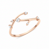 rose gold twig branch ring on white background