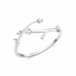 white gold twig branch ring on white background
