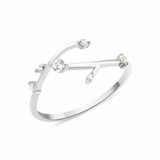 white gold twig branch ring on white background