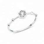 white gold hexagon bead ring on white background