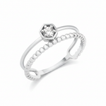 white gold dual hexagon ring on white background
