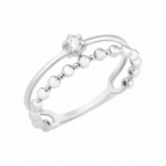 white gold smooth beaded ring on white background
