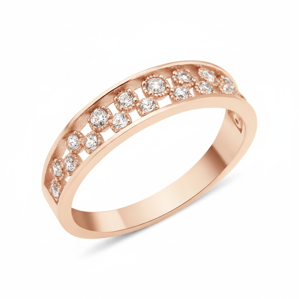 rose gold scattered light ring on white background