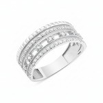 white gold ribbed statement ring on white background