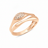 rose gold bypass cluster ring on white background