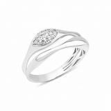 white gold bypass cluster ring on white background