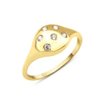 yellow gold scattered dome ring on white background