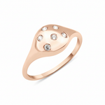 rose gold scattered dome ring on white background