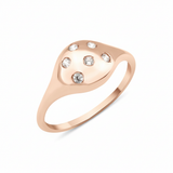 rose gold scattered dome ring on white background