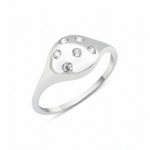 white gold scattered dome ring on white background