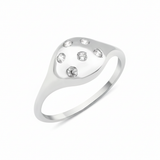 white gold scattered dome ring on white background