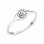 white gold modern signet ring on white background