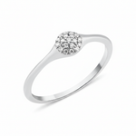 white gold domed pave ring on white background