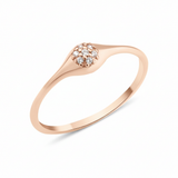 rose gold tapered signet ring on white background