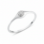 white gold tapered signet ring on white background