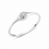 white gold tapered signet ring on white background