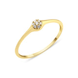 yellow gold pave cluster ring on white background