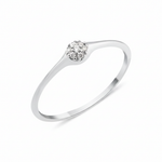 white gold pave cluster ring on white background