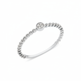 white gold beaded cluster ring on white background