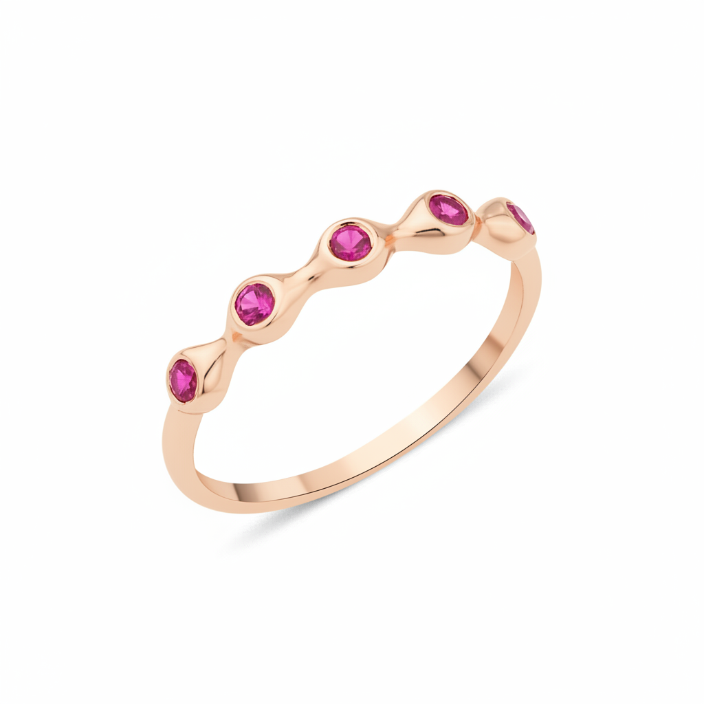 rose gold pink wave ring on white background