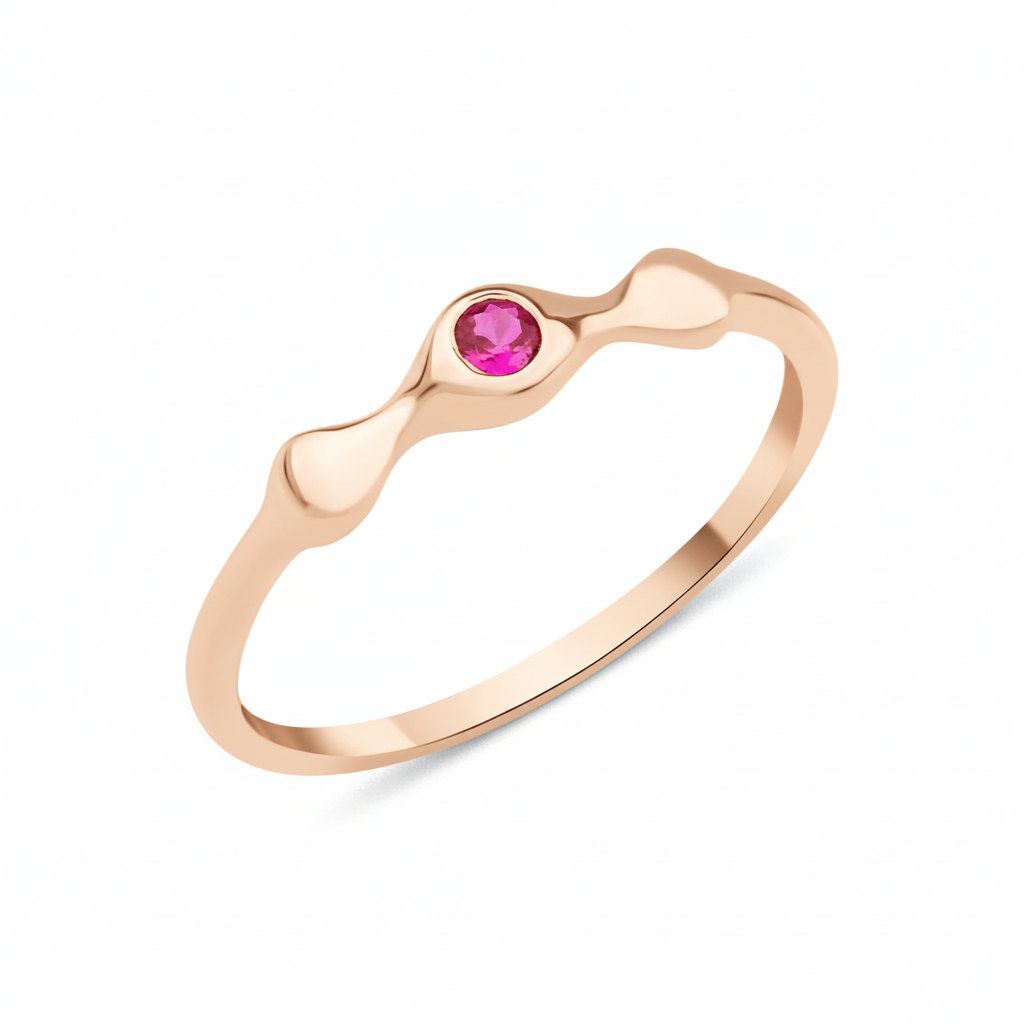 rose gold droplet ring on white background