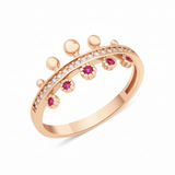 rose gold crown ring on white background