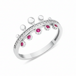 white gold crown ring on white background