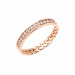 rose gold chain pave ring on white background
