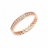 rose gold chain pave ring on white background