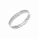 white gold chain pave ring on white background