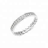 white gold chain pave ring on white background