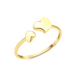 yellow gold open heart duo ring on white background