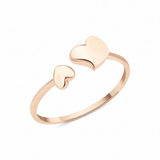 rose gold open heart duo ring on white background