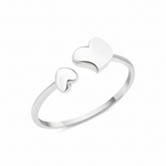 white gold open heart duo ring on white background