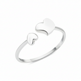 white gold open heart duo ring on white background