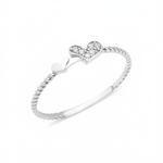 white gold twin heart ring on white background
