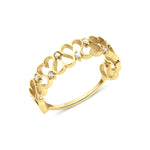 yellow gold link wave ring on white background