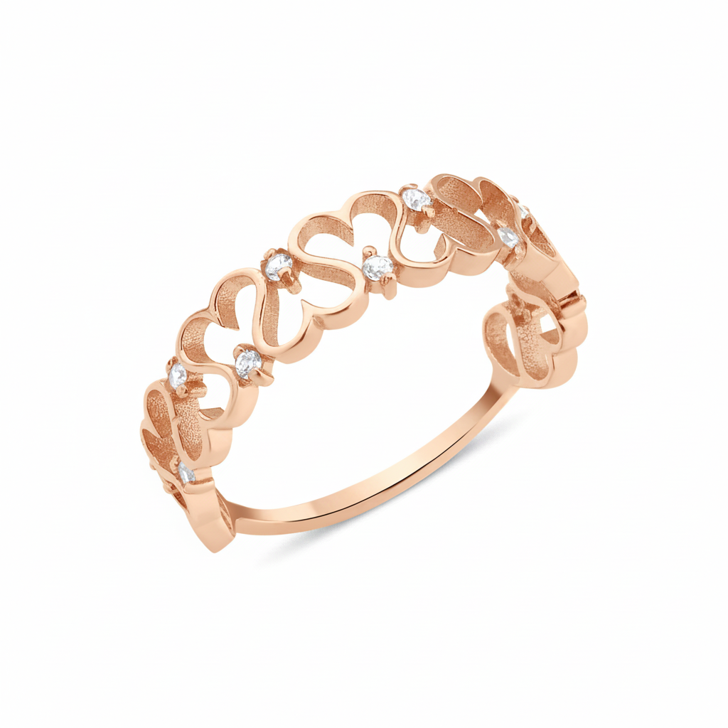 rose gold link wave ring on white background