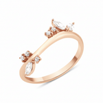 rose gold curved cluster ring on white background