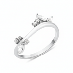 white gold curved cluster ring on white background